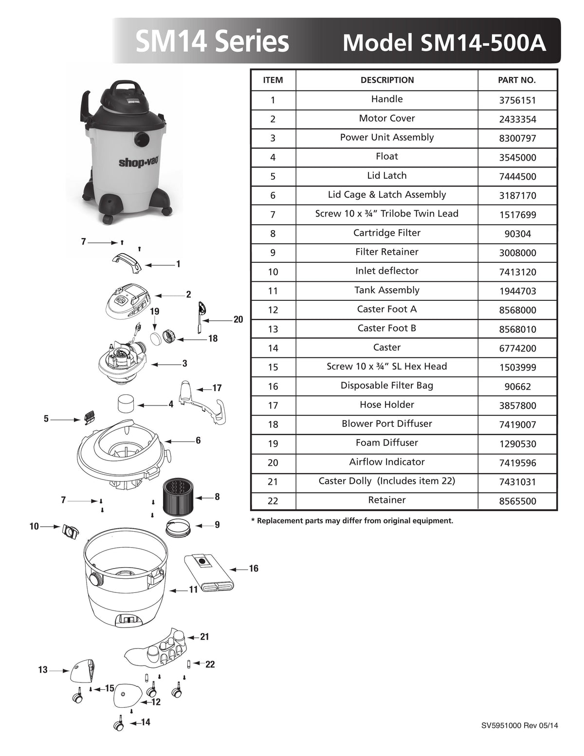 shop vac model 500a filter