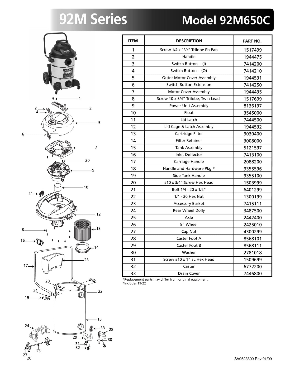 12 sacs d'aspirateur de rechange Shop-Vac CH87-650C et 2 cartouches de  filtre – compatibles Shop-Vac 90661 sacs et filtre 90304