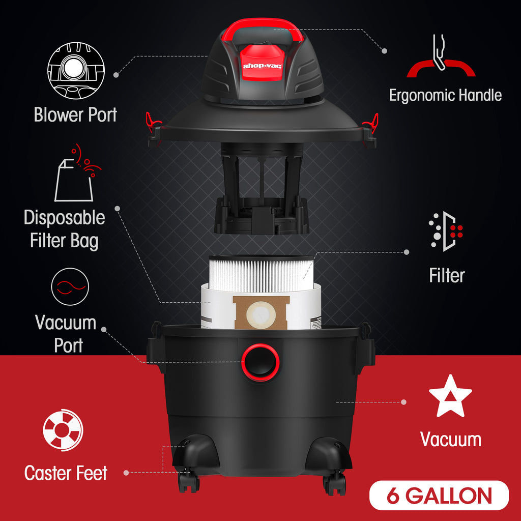 Shop-Vac 6 Gallon 3.5 Peak HP Wet/Dry Vac