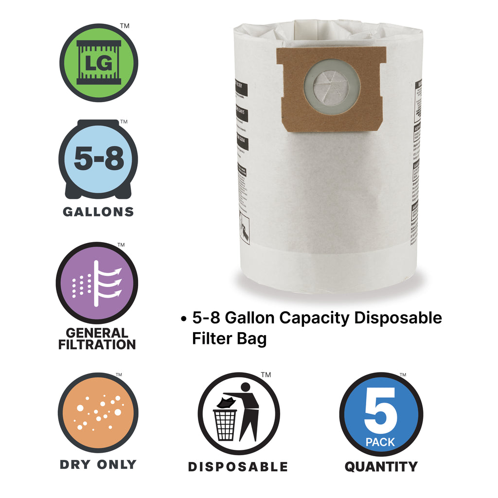 Shop-Vac 5-8 Gallon Disposable Filter Bags (5 pack)