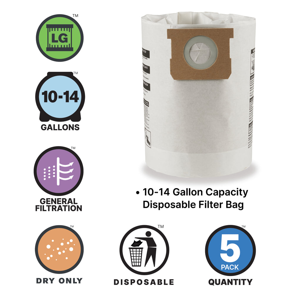 Shop-Vac 10-14 Gallon Disposable Filter Bags (5 pack)